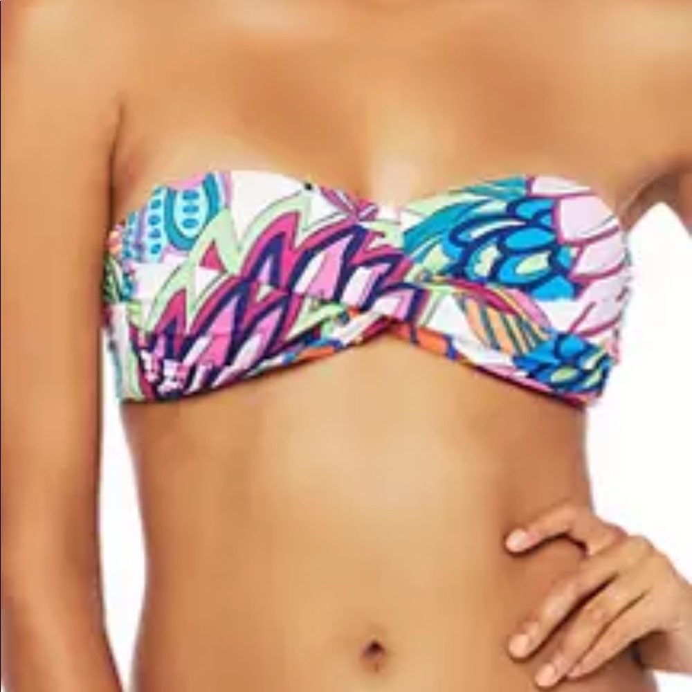 Trina Turk Paradise Blume Twist Bandeau Bikini Top Sz 0